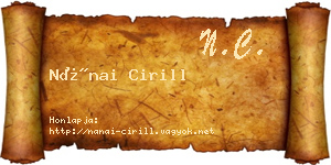 Nánai Cirill névjegykártya